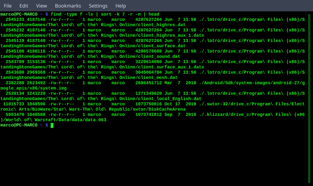 linux find file size in folder