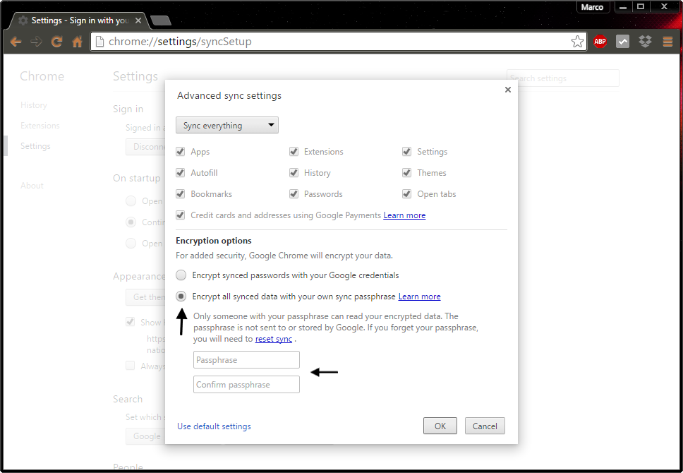Protect your privacy while using Google Chrome - step 01
