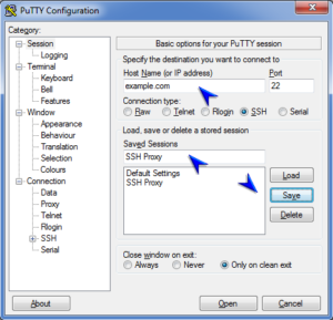 Putty proxy setting 1