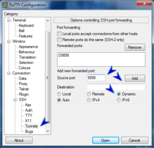 Putty proxy setting 2